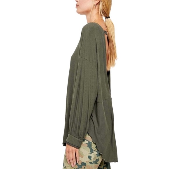 Free People • Shimmy and Shake Army Green Low Back Top - Picture 2 of 10